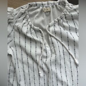 Madewell Women’s Tie Neck Short Sleeve Peasant Top, XS
